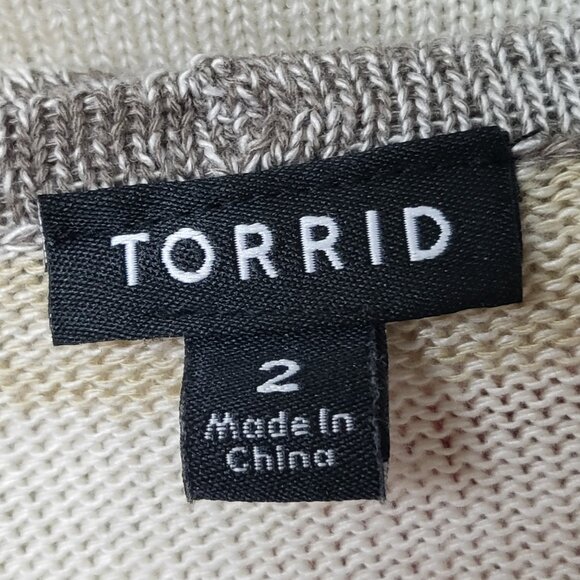 Torrid open front striped cardigan in red, grey, and cream size 2 or 2X EUC - Picture 4 of 8